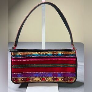 Isabella Fiore Beaded Boho Shoulder Bag – Red Embellished Y2K Statement Purse